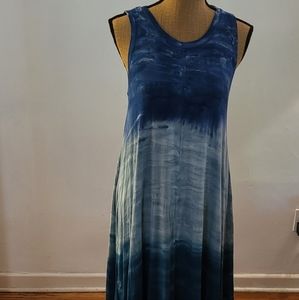 Cupio tie dye tank dress in shades of blue Small petite